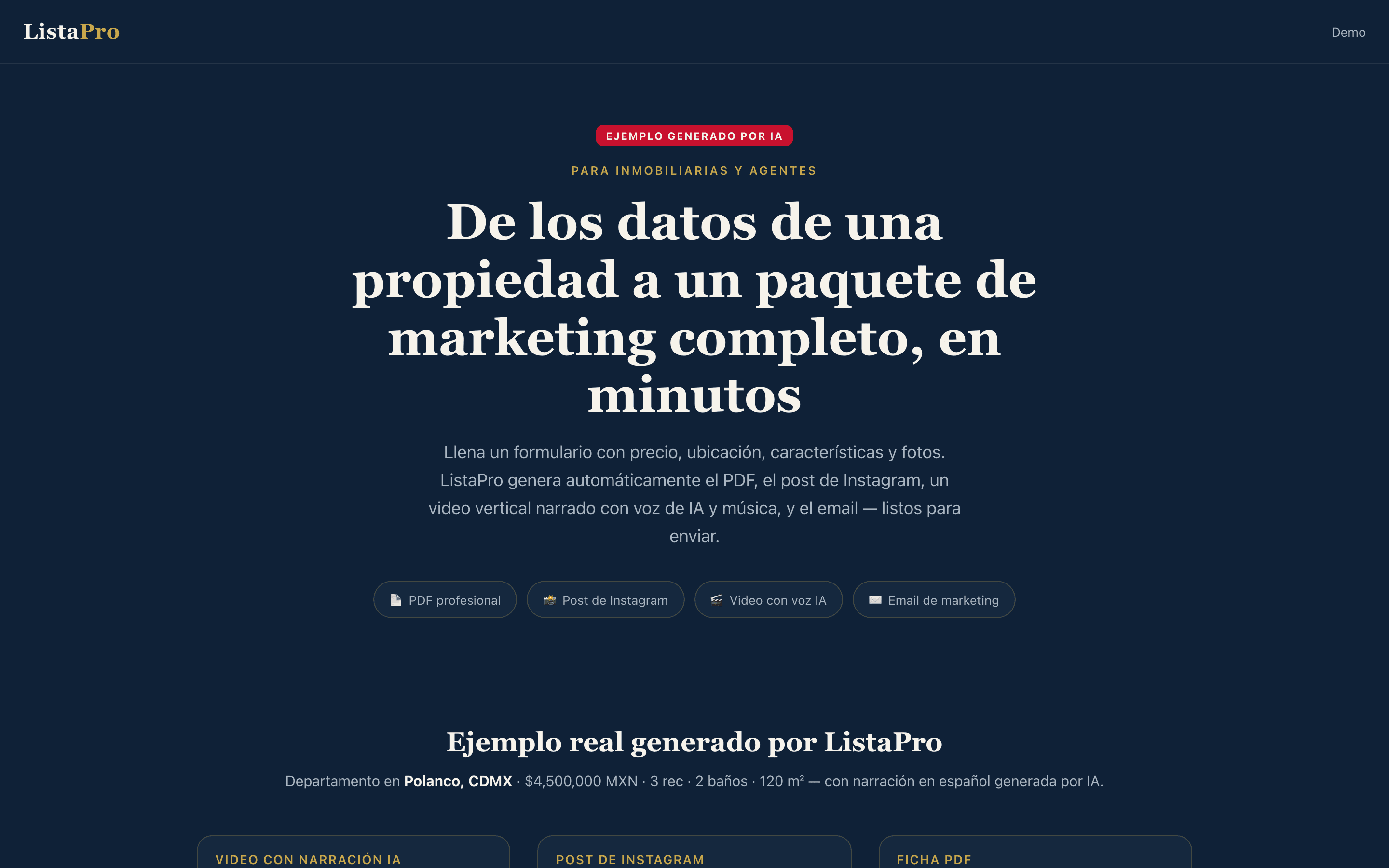 ListaPro — De los datos de una propiedad a todo el marketing